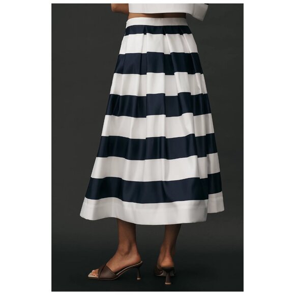 ANTHROPOLOGIE Maeve | Navy Full Striped Midi Skirt | NWT - Picture 7 of 10